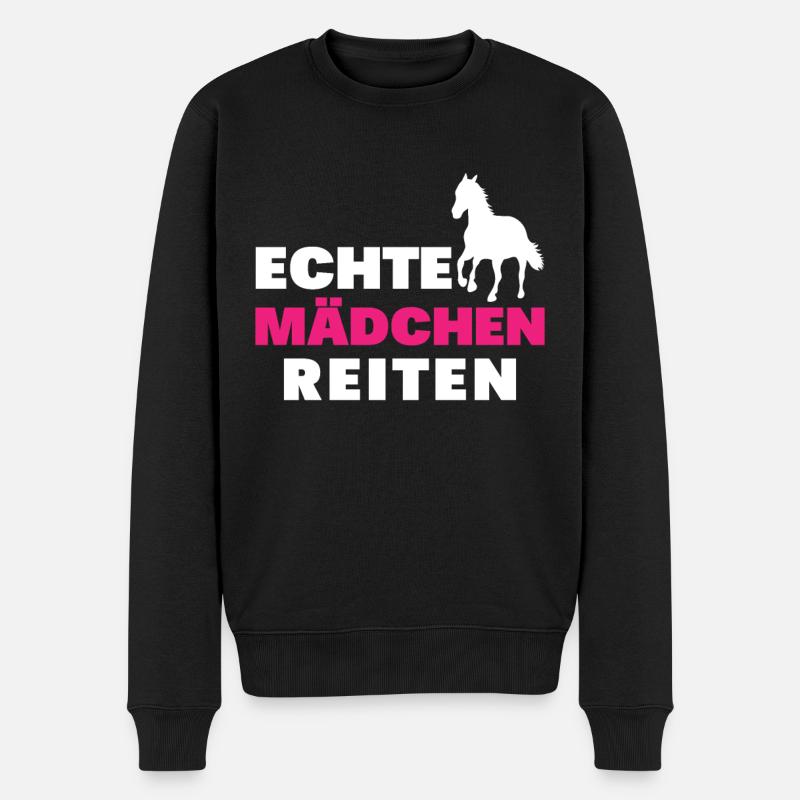 Echte mädchen reiten - Männer Premium Bio Pullover - Schwarz