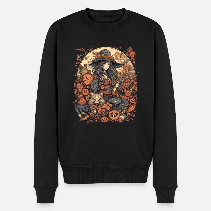Bad Pumpkin Böser Kürbis Halloween Nostalgie - Männer Premium Bio Pullover - Schwarz