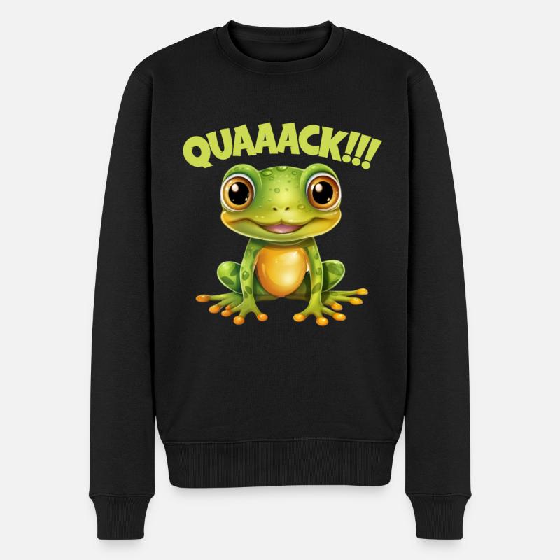 Frosch Quack für einen Frosch Liebhaber - Männer Premium Bio Pullover - Schwarz