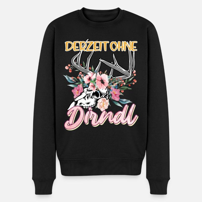 Trachten Shirt Frauen Derzeit ohne Dirndl - Männer Premium Bio Pullover - Schwarz