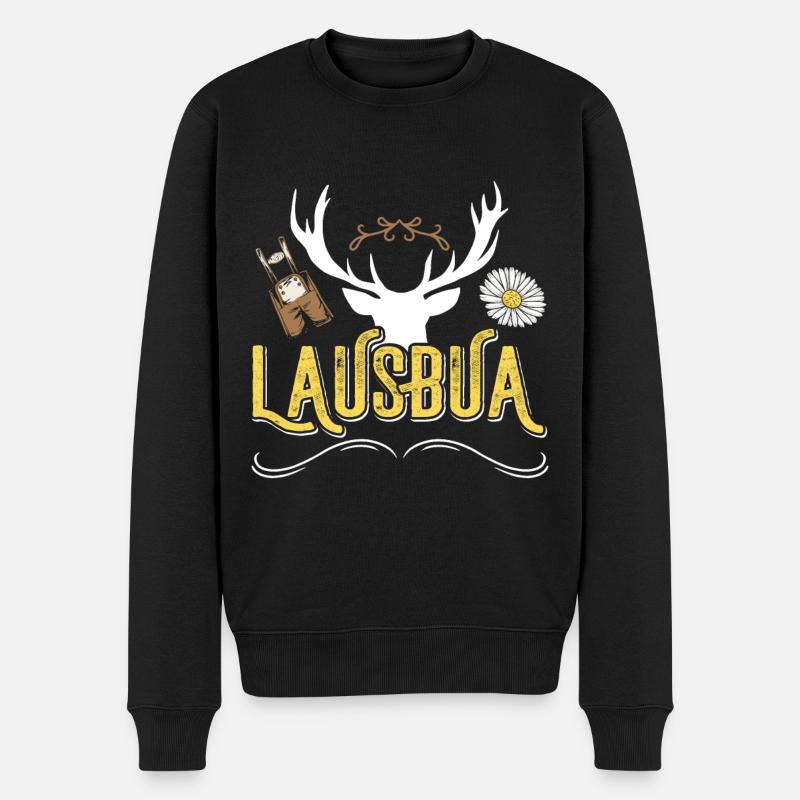 Bayerischer Lausbua Trachten Shirt Männer - Männer Premium Bio Pullover - Schwarz