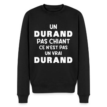 Homme Durand pas chiant Cadeau humour pour Durand - Pull Premium bio Homme - noir - Devant - Nico (187cm)