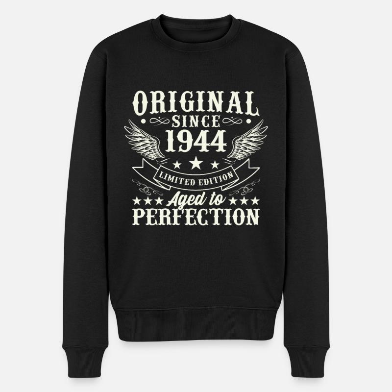Vintage 1944 Geburtstagsgeschenk - Männer Premium Bio Pullover - Schwarz