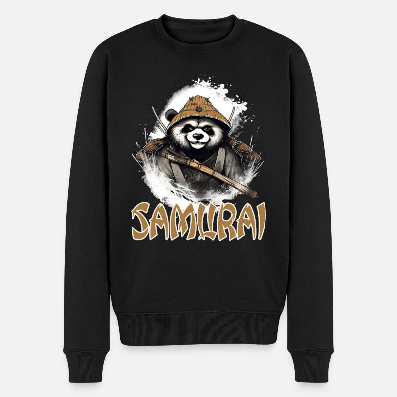 Japanischer Panda Samurai Style für Panda Fans - Männer Premium Bio Pullover - Schwarz