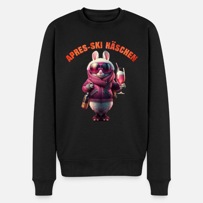 Apres-Ski Häschen Cool mit Cocktail Ski Party - Männer Premium Bio Pullover - Schwarz