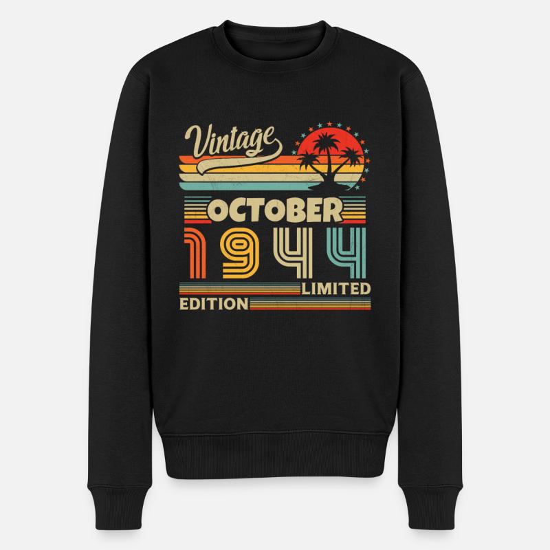1944 Oktober Vintage Retro Geburtstagsgeschenk - Männer Premium Bio Pullover - Schwarz