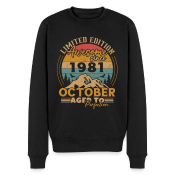 Original Oktober 1981 Jahrgang Jubiläum 1981 - Männer Premium Bio Pullover - Schwarz - Vorne - Nico (187cm)