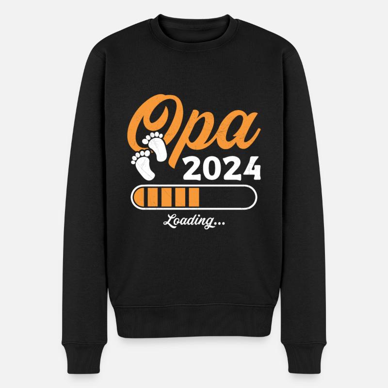 Werdender Opa 2024 Opa loading Geschenk Männer - Männer Premium Bio Pullover - Schwarz