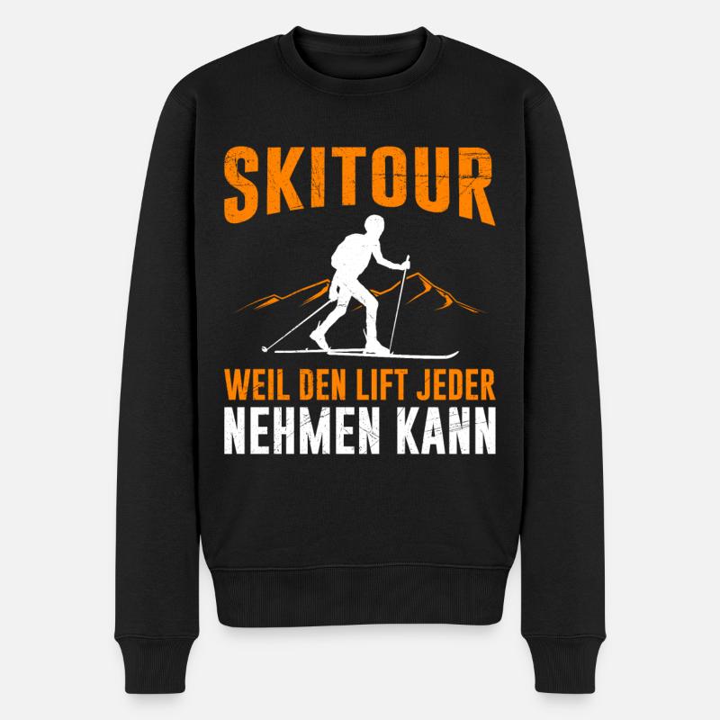 Skitour Weil den Lift jeder Nehmen kann Tourenski - Männer Premium Bio Pullover - Schwarz