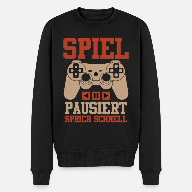 Spiel Pausiert Sprich Schnell Videospiele Konsole - Männer Premium Bio Pullover - Schwarz