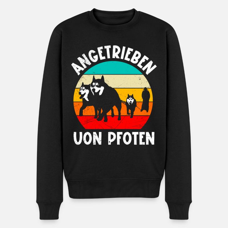 Sibirischer Husky Angetrieben von Pfoten - Männer Premium Bio Pullover - Schwarz