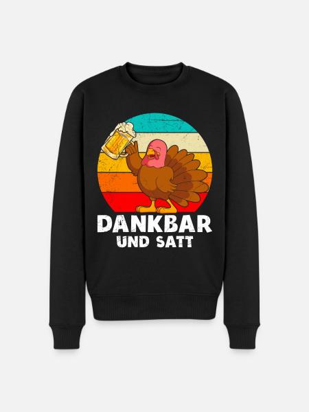 Dankbar und Satt Biertrinker Truthahn - Männer Premium Bio Pullover - Schwarz