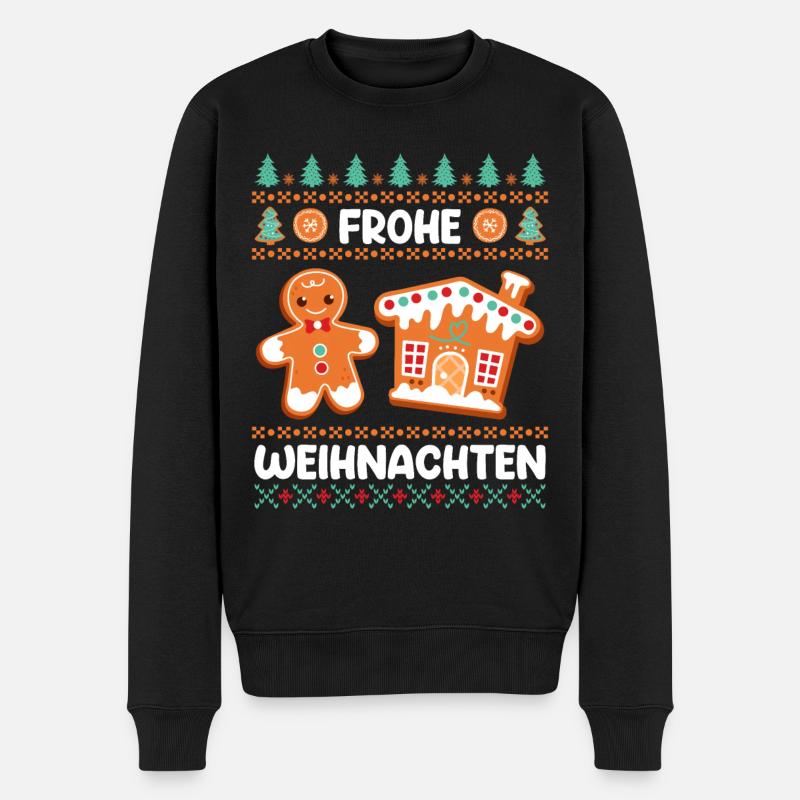 Frohe Weihnacht Lebkuchengebäck Lebkuchenmann - Männer Premium Bio Pullover - Schwarz