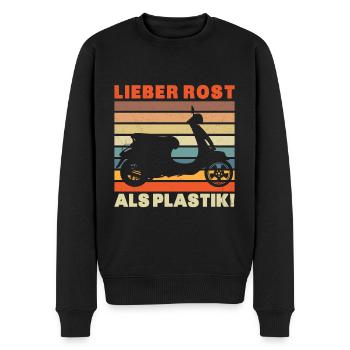 Lieber Rost als Plastic Vinatge - Männer Premium Bio Pullover - Schwarz - Vorne - Nico (187cm)
