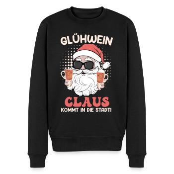 Glühwein Claus Weihnachtsmann Glühweinbecher - Männer Premium Bio Pullover - Schwarz - Vorne - Nico (187cm)