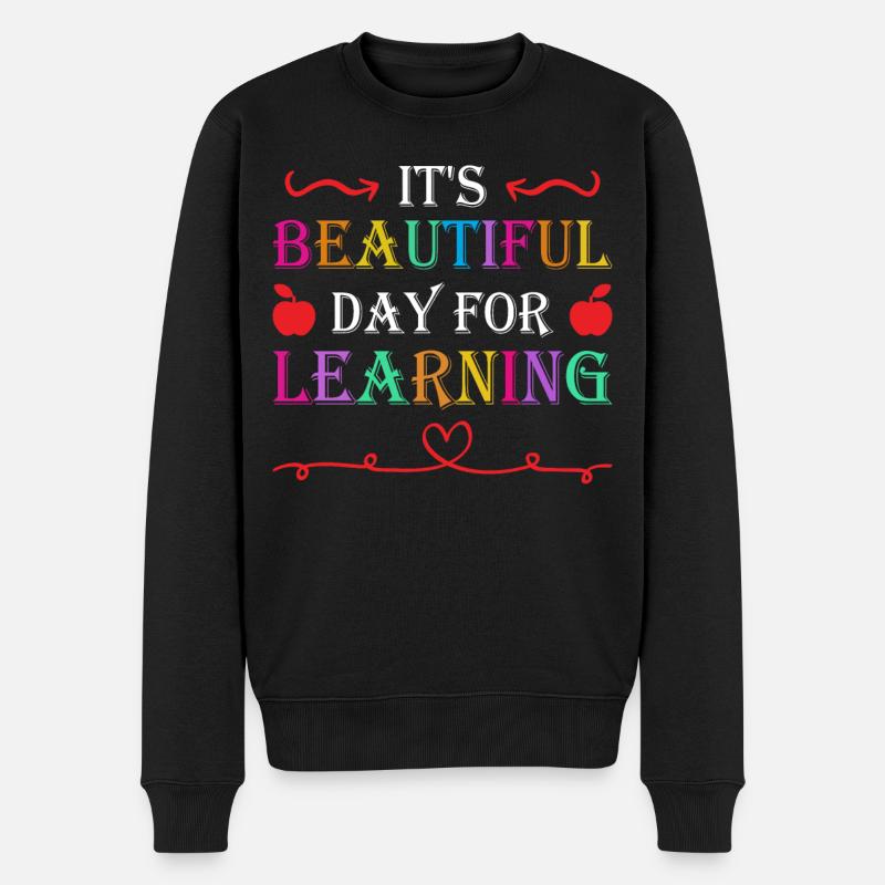 Belle journée pour apprendre licorne enseignant-élève - Pull Premium bio Homme - noir