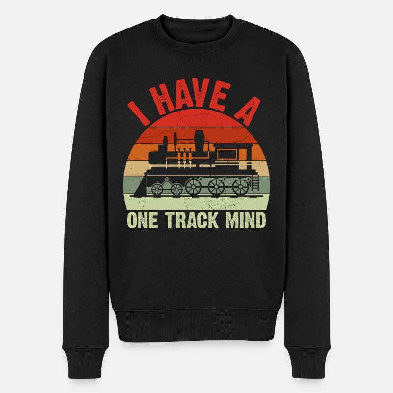 Zug Einstrecke Mind Railroad Lokomotive - Männer Premium Bio Pullover - Schwarz