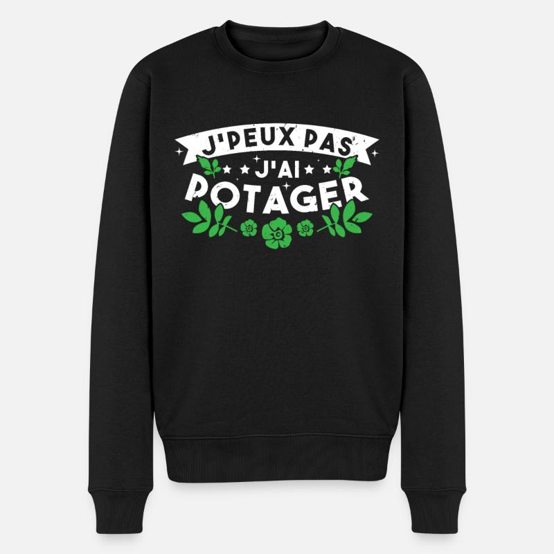 J'Peux pas J'ai Potager Cadeau De Jardinage Drole - Pull Premium bio Homme - noir