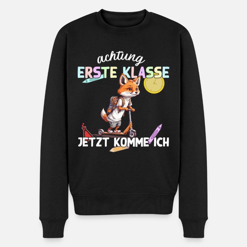 Fuchs Erstklässler Einschulung Schulstart Design - Männer Premium Bio Pullover - Schwarz