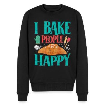 Boulangerie I Bake People Happy Croissant Confiseur - Pull Premium bio Homme - noir - Devant - Nico (187cm)