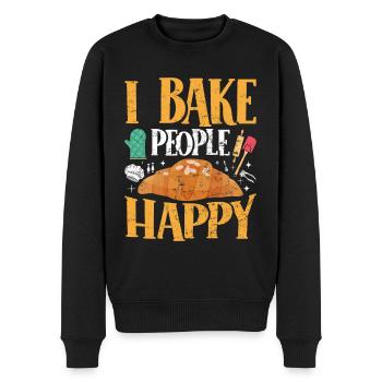 Boulangerie I Bake People Happy Croissant Confiseur - Pull Premium bio Homme - noir - Devant - Nico (187cm)