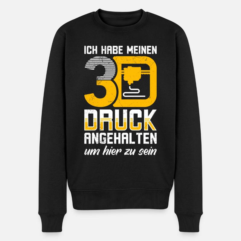 Habe meinen §D Druck pausiert um hier zu sein - Männer Premium Bio Pullover - Schwarz