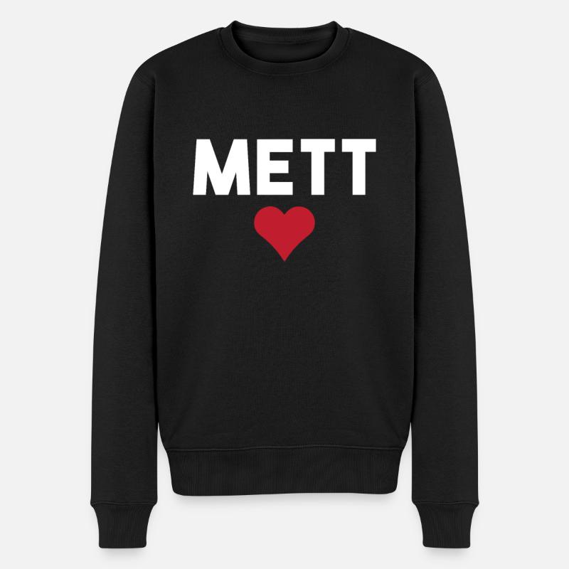 Mett Fleischher Liebhaber von Mettigel und Fleisch - Männer Premium Bio Pullover - Schwarz