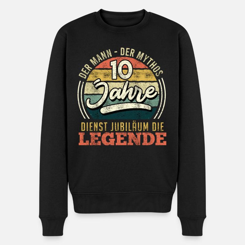 10 Jahre Dienstjubiläum Die Legende Kollege - Männer Premium Bio Pullover - Schwarz