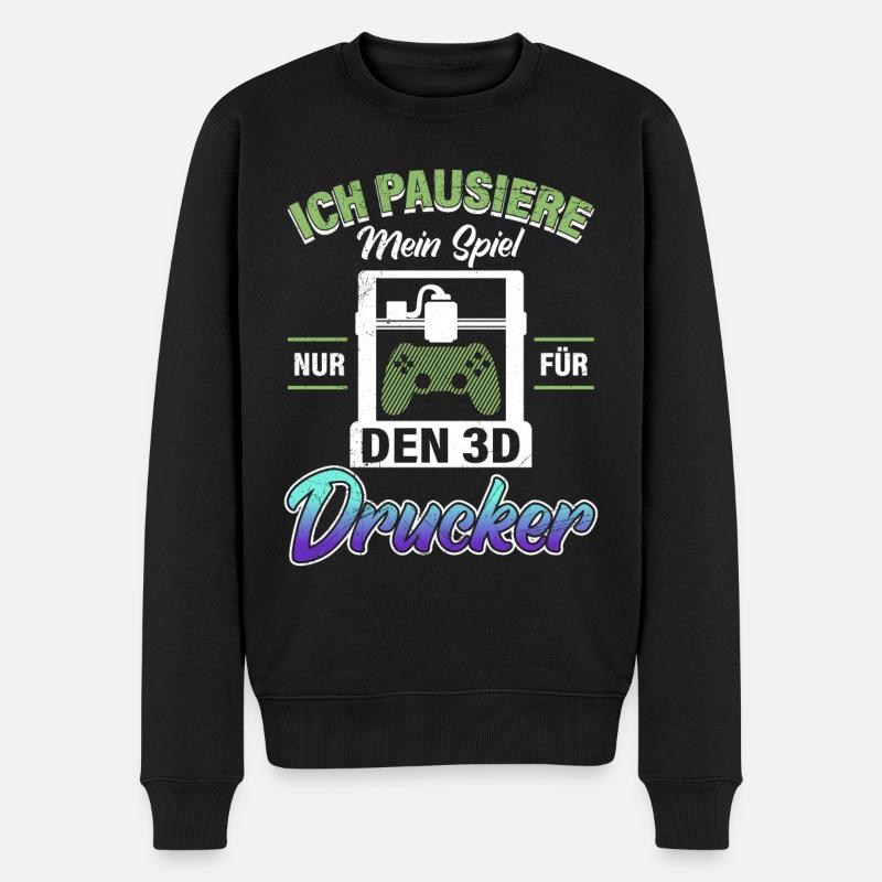 3D Druck Fan Pausiere mein Spiel nur für den 3D - Männer Premium Bio Pullover - Schwarz