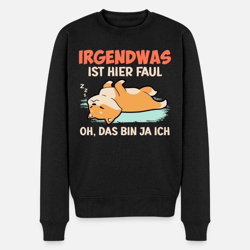 Faule Mitarbeiter Irgendwas ist Hier Faul - Männer Premium Bio Pullover - Schwarz