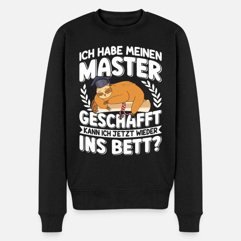 Master Geschafft Kann ich wieder ins Bett? - Männer Premium Bio Pullover - Schwarz