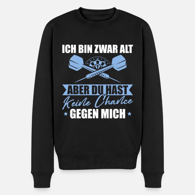 Dart Papa Ich bin zwar alt Dartspieler Geschenk - Männer Premium Bio Pullover - Schwarz