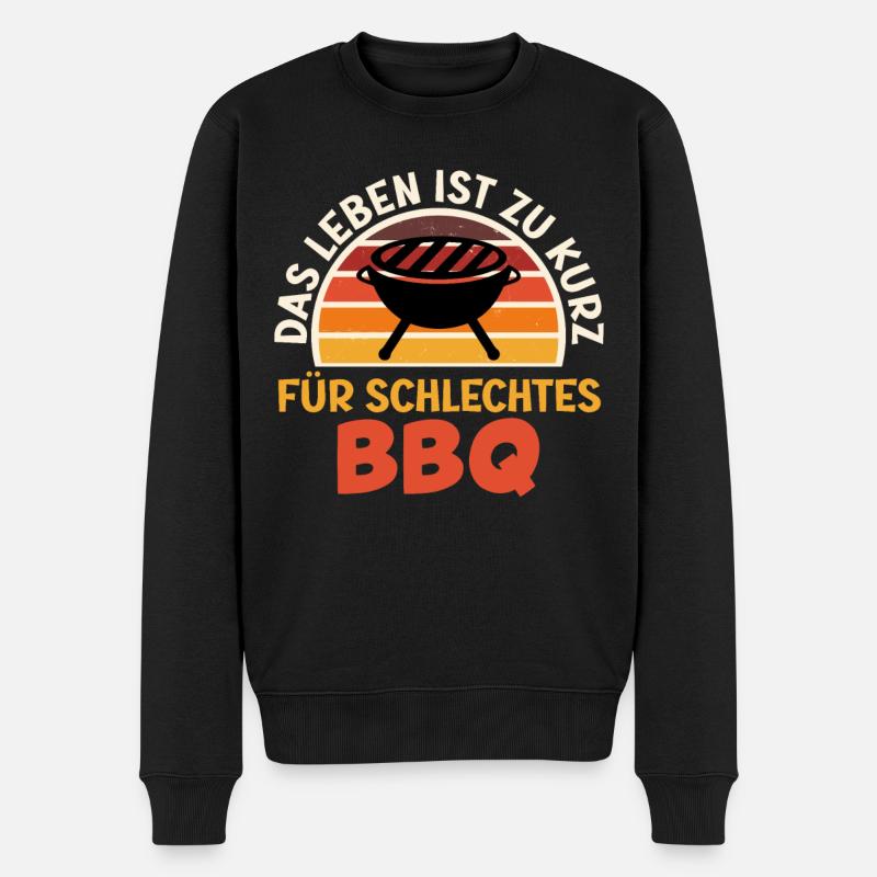 Grillen DAS LEBEN IST ZU KURZ FÜR SCHLECHTES BBQ - Männer Premium Bio Pullover - Schwarz