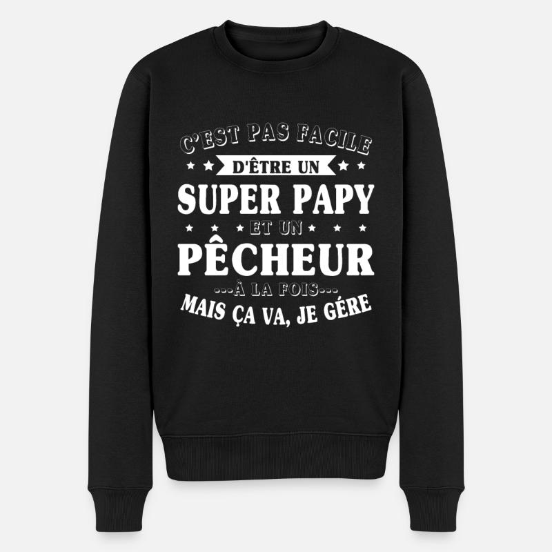 Super-Opa und Fischer-Geschenk - Männer Premium Bio Pullover - Schwarz