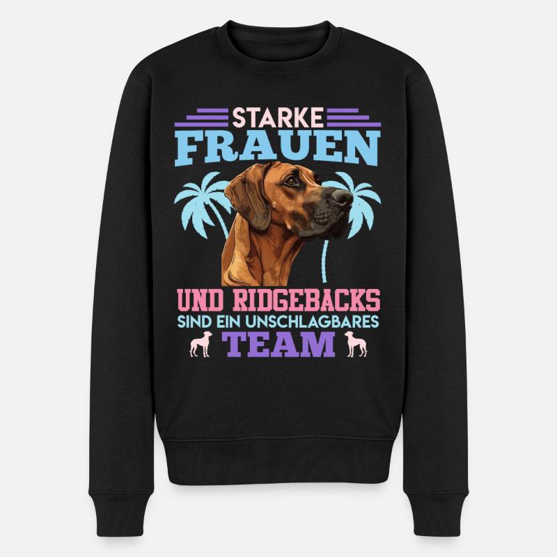 Ridgeback Hund STARKE FRAUEN UND RIDGEBACKS TEAM - Männer Premium Bio Pullover - Schwarz