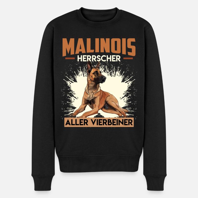 MALINOIS HERRSCHER ALLER VIERBEINER Malinois - Männer Premium Bio Pullover - Schwarz