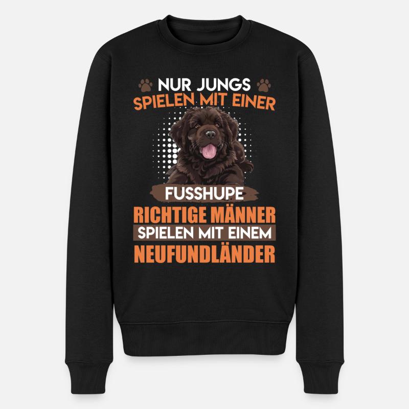 Neufundländer RICHTIGE MÄNNER SPIELEN MIT - Männer Premium Bio Pullover - Schwarz