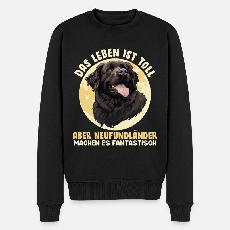 Newfie DAS LEBEN IST TOLL ABER NEUFUNDLÄNDER - Männer Premium Bio Pullover - Schwarz