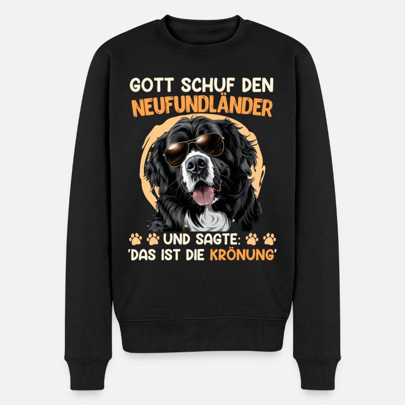Gott schuf den Neufundländer Hund - Männer Premium Bio Pullover - Schwarz