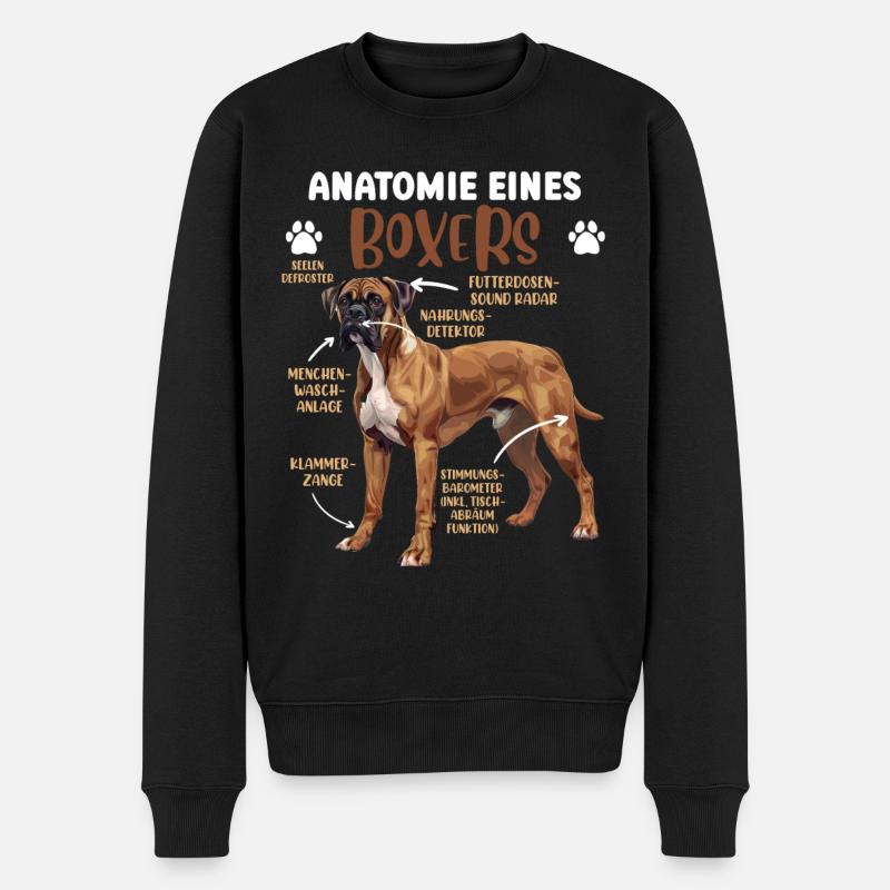 Deutscher Boxer Hund ANATOMIE EINES BOXERS - Männer Premium Bio Pullover - Schwarz
