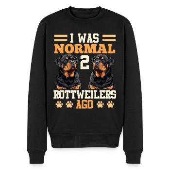 Rottie Besitzer WAS NORMAL 2 ROTTWEILERS AGO - Männer Premium Bio Pullover - Schwarz - Vorne - Nico (187cm)