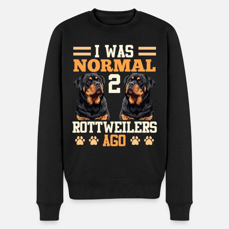 Rottie Besitzer WAS NORMAL 2 ROTTWEILERS AGO - Männer Premium Bio Pullover - Schwarz