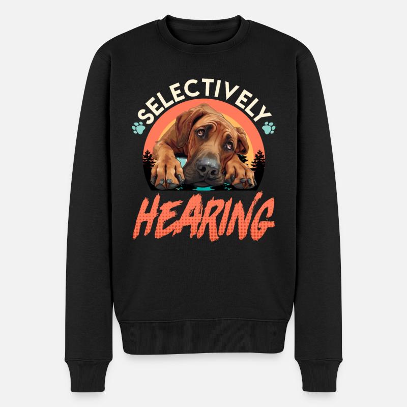 Rhodesian Ridgeback Drôle ÉCOUTE SÉLECTIVE - Pull Premium bio Homme - noir