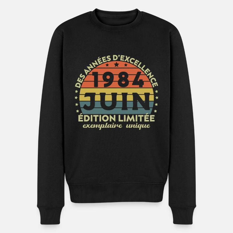 Anniversaire Millésime Fabriqué en Juin 1984 - Pull Premium bio Homme - noir