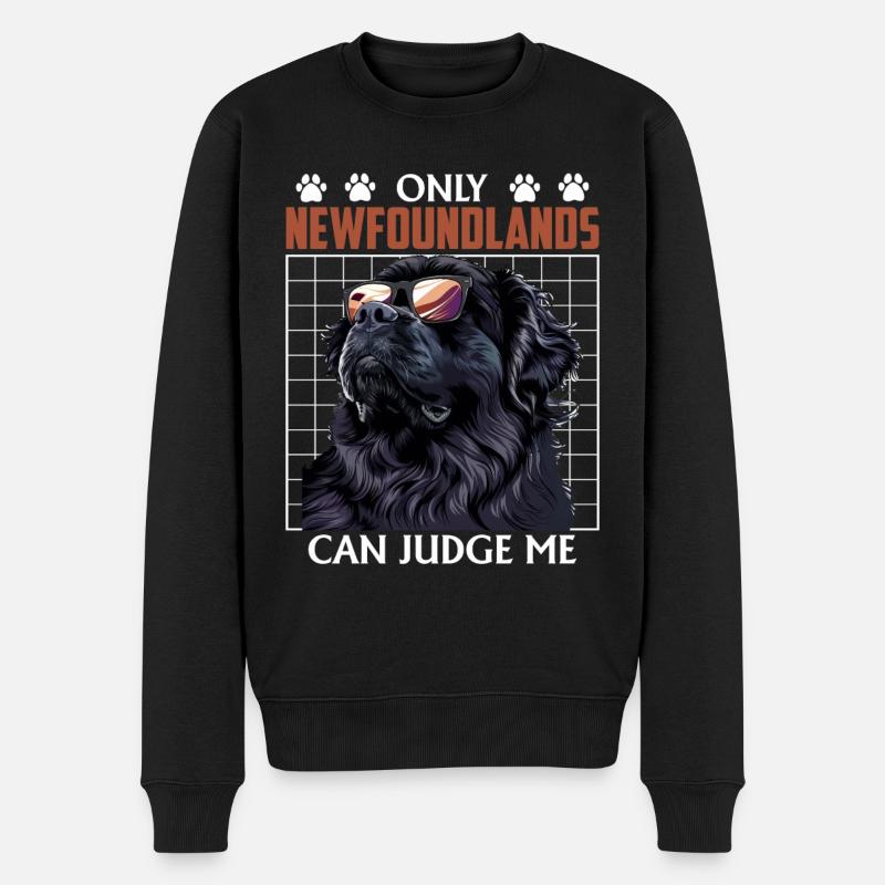 Neufundländer ONLY NEWFOUNDLANDS CAN JUDGE ME - Männer Premium Bio Pullover - Schwarz