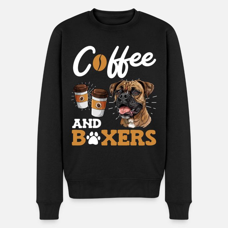 Deutscher Boxer COFFEE AND BOXERS Kaffeetrinker - Männer Premium Bio Pullover - Schwarz