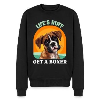 German Boxer LIFE'S RUFF GET A BOXER Owner - Men's Premium Organic Jumper - black - Front - Nico (187cm)