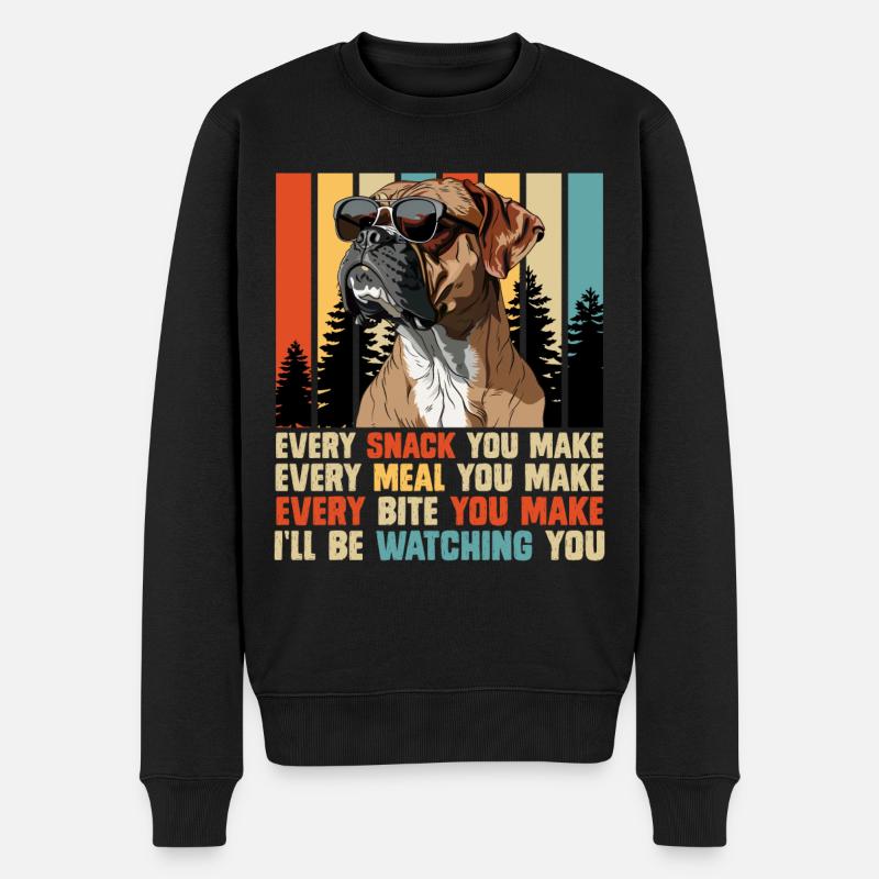 Deutscher Boxer EVERY SNACK YOU MAKE WATCHING YOU - Männer Premium Bio Pullover - Schwarz