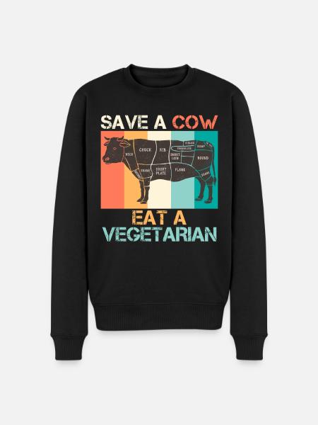 Meat Fan SAVE A COW EAT A VEGAN - Men's Premium Organic Jumper - black
