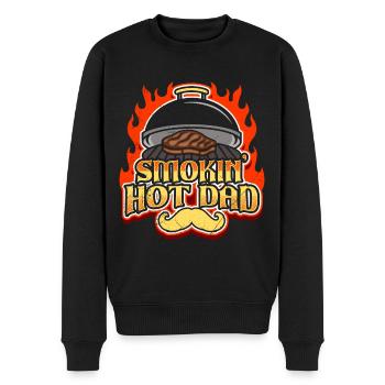Grillmeister SMOKING HOT DAD Papa mangeur de viande - Pull Premium bio Homme - noir - Devant - Nico (187cm)